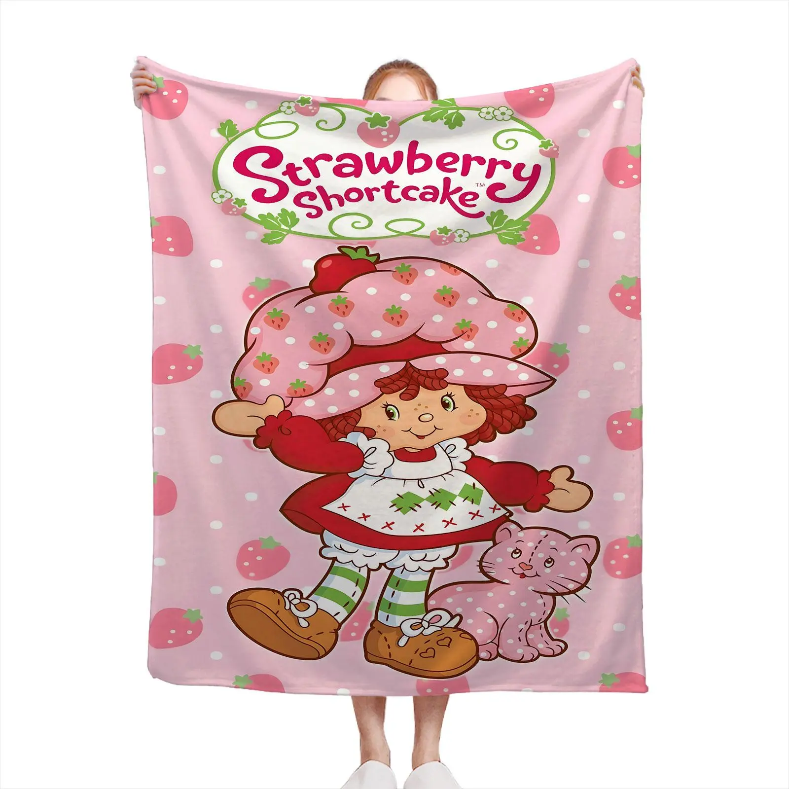 Strawberry Shortcake Flannel Throw Blanket Perfect For Kids & Families Blanket Fireplace Snuggling Christmas Movie Nights Bed Layering Seasonal Room Decor & Holiday Gift
