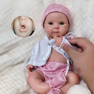 32CM Open Mouth Silicone Girl Reborn Dolls Handmade Painted Full Body Soft Solid Silicone Reborn Dolls for Collectibles
