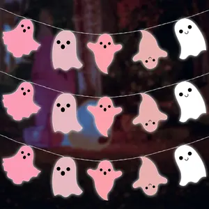 Halloween Pink Ghost Decorations Halloween Pink Ghost String Lights 10 ft 20 LED Hanging LED Lights Battery Operated for Home Party Indoor Outdoor Cute Decor