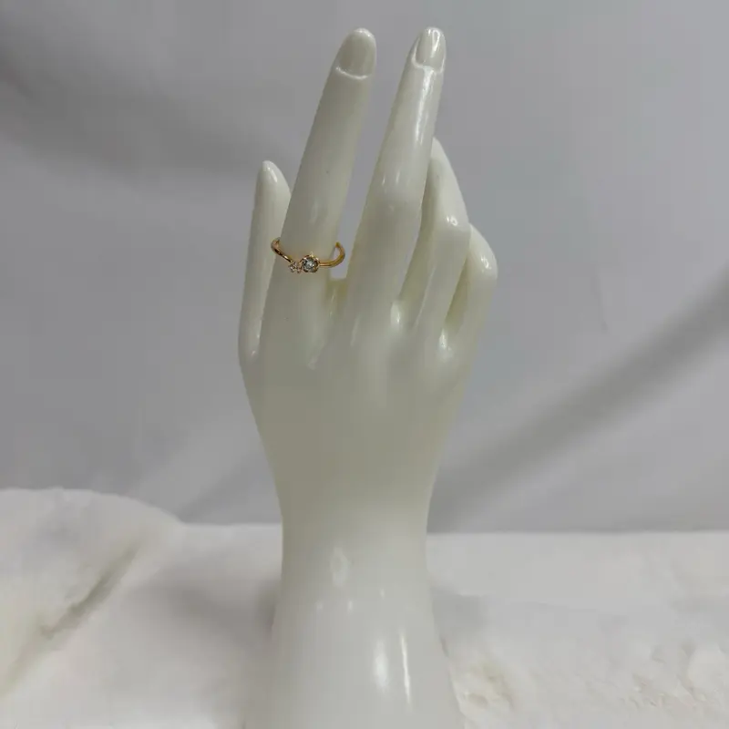 Petite Promise Ring - Elegant Gold-Tone Band with Delicate Cubic Zirconia Centerstone for Women