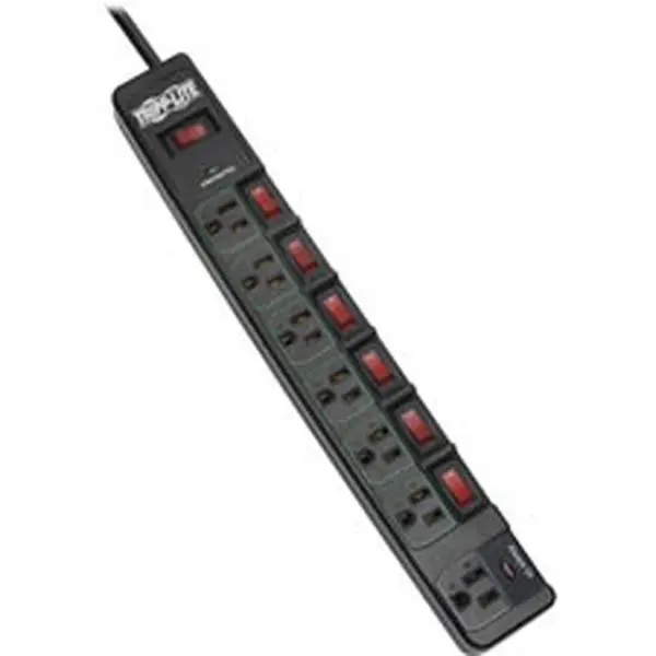 Tripp Lite Eco-Surge 7-Outlet Surge Protector - Black Electrical Equipment with Electromagnetic Interference Filtering, Filters Out Radio Frequency Interference for Device Protection
