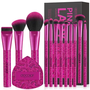 12-Piece Makeup Brush Set with Sponge & Powder Puff, All-in-One Makeup Brushes Set, Cosmetic Brush Set, Complete Makeup Kit for Foundation, Concealer, Eyeshadow, Contouring, Professional Makeup Tools, The Perfect Gift for Beauty Lovers