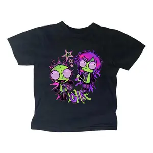 Vintage Invader Zim Baby Tee Y2k Top Women Streetwear Gothic Emo Girl Top Scene Clothing 2000s Casual Cotton Short Sleeve Tee Soft Cotton Quality Print