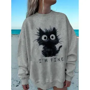 Women’s Casual Loose-Fit Pullover Sweater, Crew Neck, Cute Vintage Style, Comfortable for All Seasons, Fashionable Trendy Design