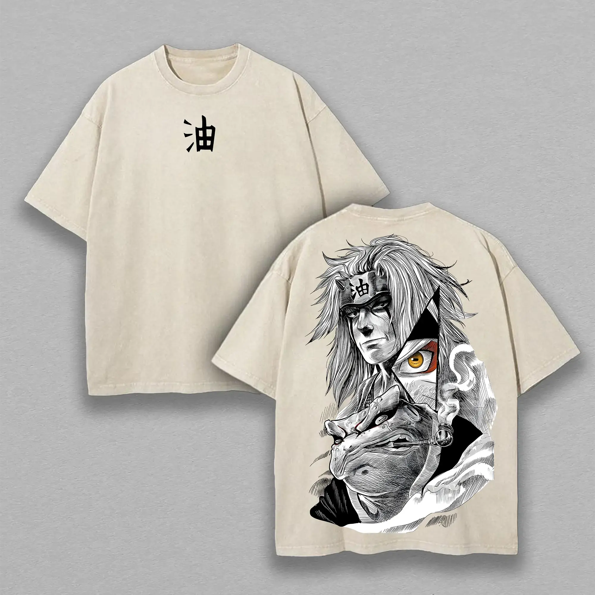 Beige-Acid Wash Tshirt