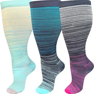 Unisex Plus Size Wide Calf Compression Socks for Sports & Nursing Occasions - Functional Sport Compression Stockings
