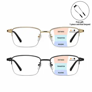 3-in-1 Progressive Photochromic Readers | Sleek Metal Frame for Business & Daily | Free Anti-Lost Lanyard