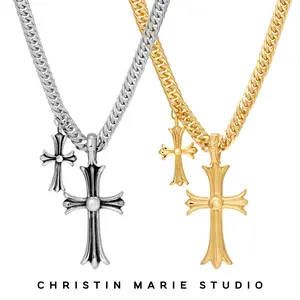 Virtue Double Cross Necklace Unisex