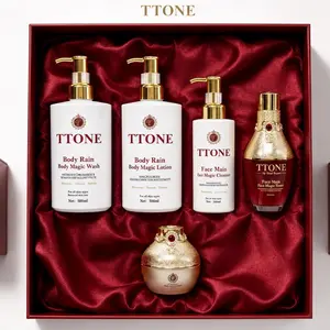 TTONE Ruby Rain 5-Piece Skincare Set – Cleanser, Toner, Face Cream, Body Wash & Body Lotion (Full Routine Set)