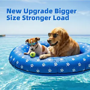 Dono A Dog Float Raft - Large Bone Blue Inflatable Swimming Float for Summer, Portable Pool Floaters with Sturdy Fabric Covering, Cute Cooling Toys for Small Medium Large Dogs