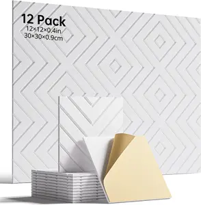 Sound Proof  Panels for Walls, 12 Pack Self-Adhesive Acoustic Panels, 12" X 12" X 0.4" Soundproof Wall Panels for Door, Ceiling,  Office White
