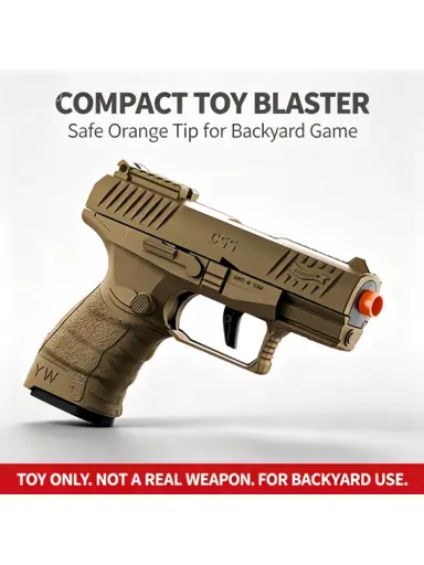 Splatter Ball Blaster Compact Pistol, Electric Rechargeable Toy with Safe Orange Tip, Backyard Shooting Game Gift for Teen Boys Age 14+