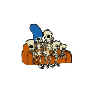 The Simpsons Treehouse Of Horror Couch Skeleton Family Enamel Pin