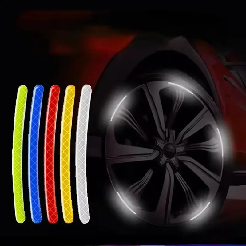 Car Wheel Rim Reflective Stickers, Tire Anti-Collision Strips, Custom Creative Motorcycle & Electric Scooter Decals for Decoration,car accessories