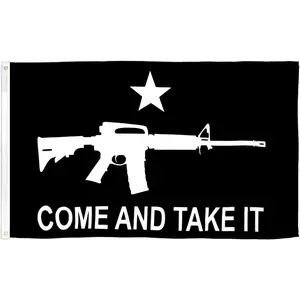 Liberty Or Death Come Take It Flag Black & White Rifle 3x5FT 2nd Amendment Banners