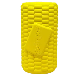 Corn on the Cob eDispenser Durable Rubber Chew Toy for Dogs 30-65 lbs FDA Compliant Non-Toxic Made in USA Dishwasher Safe Large Size 4.75" Tall x 2.5" Wide