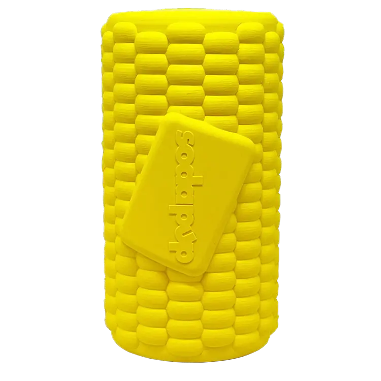 Corn on the Cob eDispenser Durable Rubber Chew Toy for Dogs 30-65 lbs FDA Compliant Non-Toxic Made in USA Dishwasher Safe Large Size 4.75" Tall x 2.5" Wide