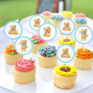 12 Pcs Bear Cloud Birthday Cake Picks, Wedding Party Cake Decorations, 3 Piece Set, 12 Pieces Per Pack, Perfect for Birthdays