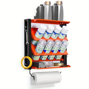 Heavy Duty Metal Spray Paint Can Storage Rack Shelf, Wall-Mount Adjustable Stand Organizer, 100lbs Capacity for Garage, Shop Storage
