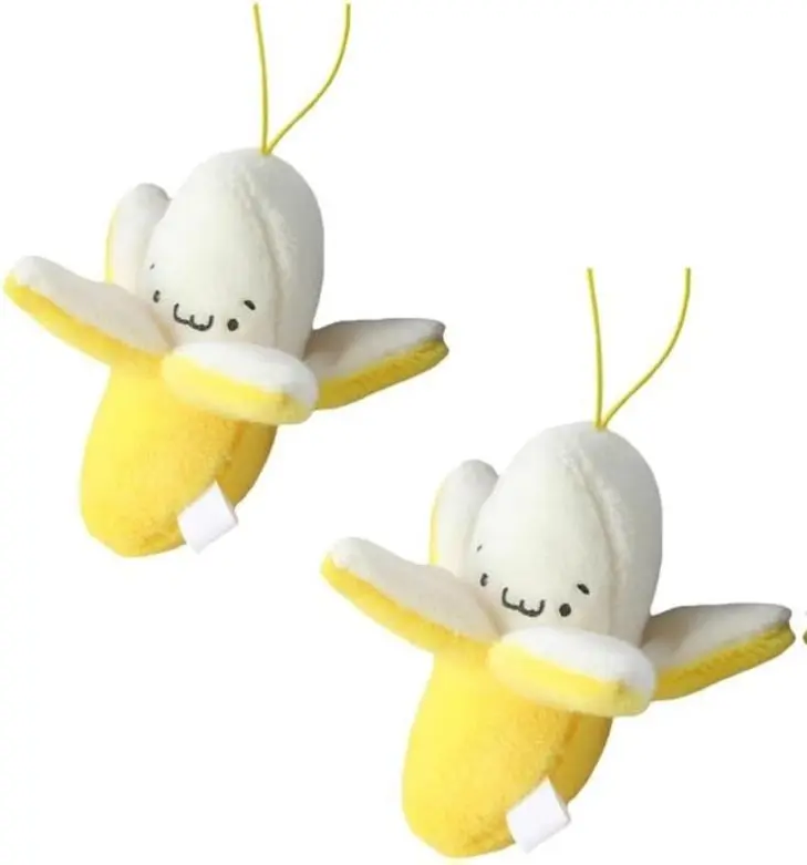 2-Pack Yellow Banana Plush Keychains – Peeling Cartoon Pendant Toys, Cute Birthday Gifts & Key Rings for Women