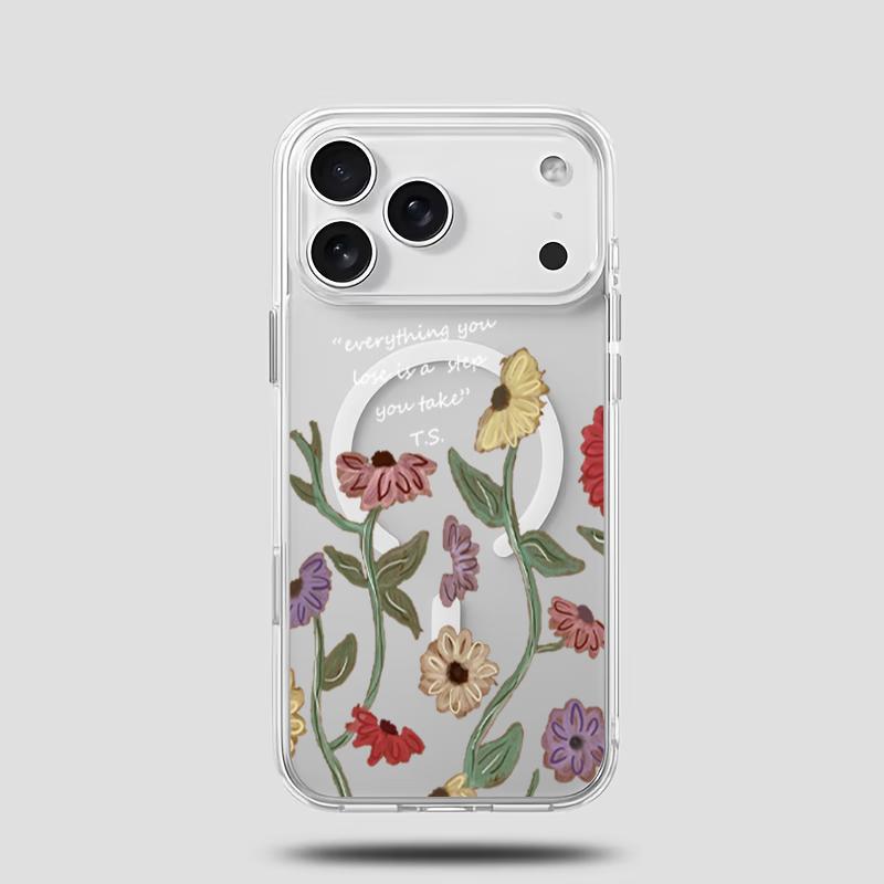 Flowers Eras Tour iPhone 17/16/15/14/13/12 Pro Max Magnetic Phone Case. Durable and sturdy, featuring the theme of the world tour album. Made of beautiful polycarbonate TPU material, providing comprehensive protection.