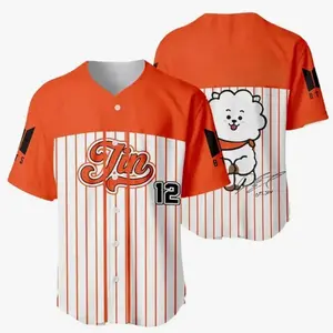 Full Print Ban9tan Baseball Jersey Jersey, Vintage Jin 12 Jersey Shirt for Men & Women, Baseball Jersey for Men and Women, Baseball Jersey Style