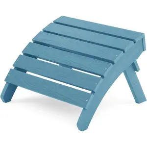 Folding Adirondack Ottoman Outdoor, HIPS Plastic Patio Footstool, Easy Assembly, All-Weather Footrest for Adirondack Chair Use in Garden, Lawn, Backyard, Pool