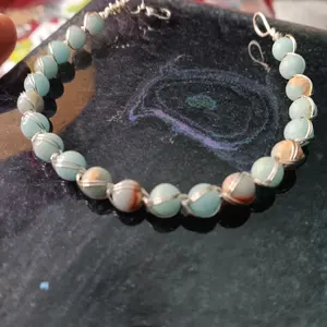 Calming & Soothing Blue Agalomite Bracelet | Handmade Wire-Wrapped Natural Stone Jewelry