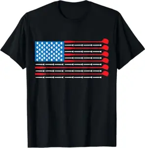 Patriotic Golf Shirt - USA Flag Golf Clubs & Golf Balls Tee T-Shirt