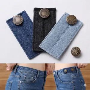 No-cut Waist Extender for Jeans, 3-Second Metal Button extender, Anti-Slip Adjustable Denim Snap, Multi-Scene No-Slip Fastener, Diy vintage Jeans Accessory, Universal Fit, Quick Install Beltless Solution.