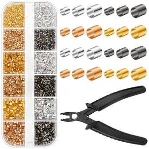 DIY Jewelry Making Kit with 2200 Beads & Tubes (3 Sizes, 4 Colors) and Crimping Pliers for Earrings, Necklaces, Bracelets