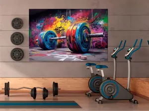 [UNFRAMED POSTER] Gym canvas wall art Barbell graffiti print Weightlifting decor Sport Motivational poster Fitness wall art Home gym decor Large wall art