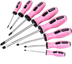 8- Pink  Screwdrivers Set with 4 Phillips and 4 Slotted Tips, Precision  Repair Tool Kit for Women