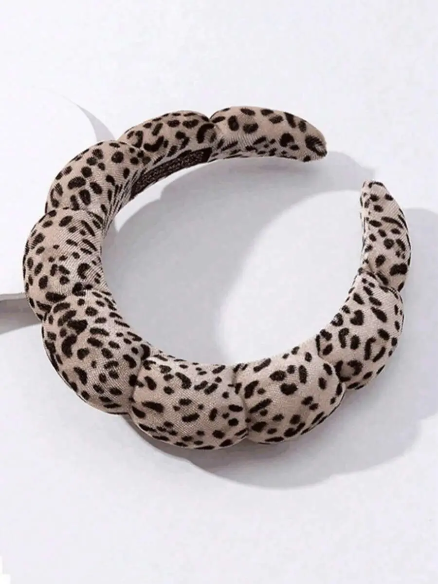 1pc Leopard Print Makeup Headband, Portable Hair Hoop For Facial Care Skincare Face Washing Party Daily Outings