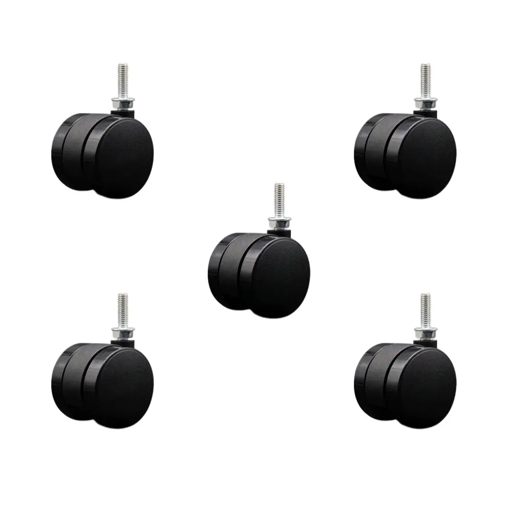 212 MAIN Light Furniture Swivel Nylon Twin Office Chair Wheels, 2 in. Size, 0.31 in.-18 TPI x 1 in. Threaded Stems, Service Caster SCC-UHTS02S50-NYS-5161810-5, Set of 5