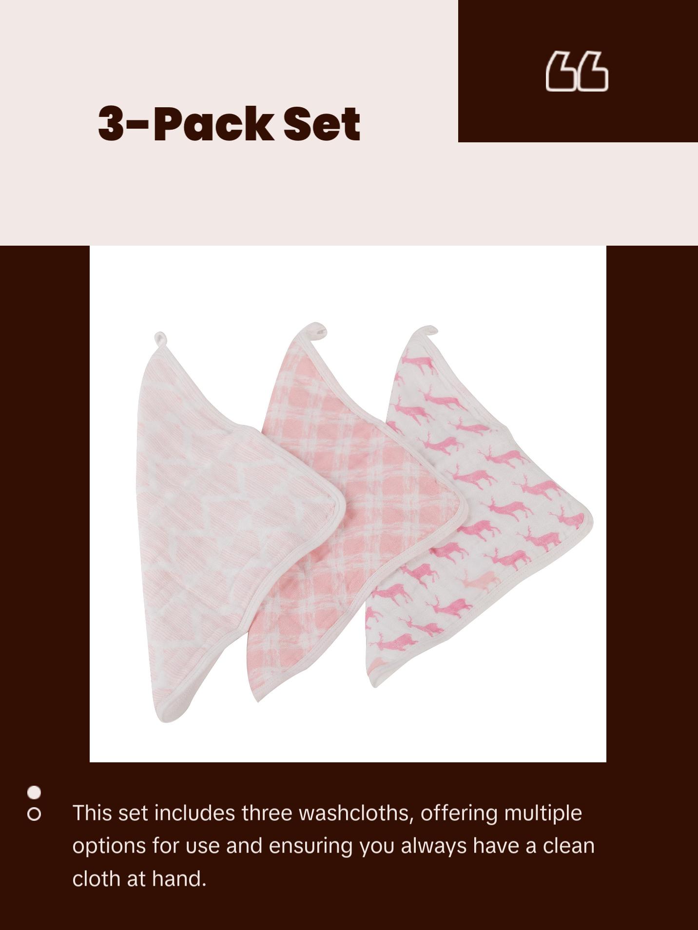 Pop of Pink Wash Cloth set 3PK