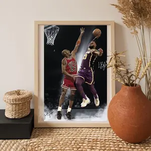 Michael Jordan & LeBron Poster Legends Autograph Art Poster