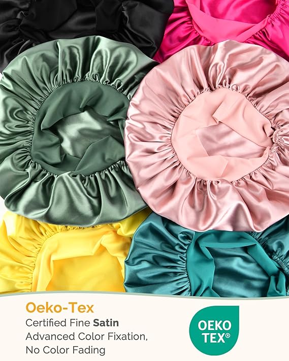 Adjustable Satin Bonnet for Sleeping Women Double Layer Hair Wrap Reduce Friction Prevent Frizz Natural Curly Hair