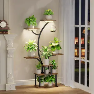 Plant Stand Indoor with Grow Light - 7 Tiered Corner Plant Stands for Indoor Plants Multiple, Tall Plant Shelf Indoor Pot Display Rack Holder, Flower Display Stand for Balcony, Patio, Living Room, Garden