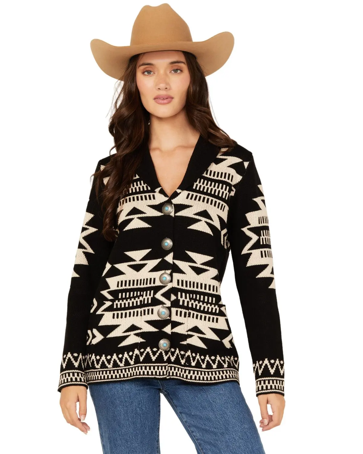 Cotton Women's And Rye Women'S Southwestern Print Cardigan - Crk843m