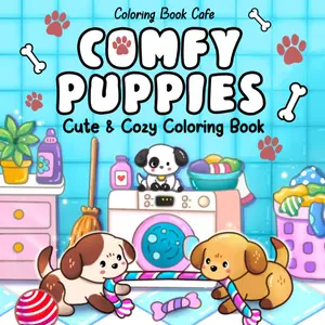 Comfy Puppies: Cute & Cozy Coloring Book for Adults and Teens with Adorable Dogs, Easy Bold Animal Designs, Relaxing Scenes, and Stress Relief