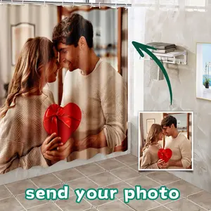 Custom Photo Personalized Shower Curtain with Your Own Design - Machine Washable Polyester Fabric, Includes Hooks, Ideal for Home & Bathroom Decor, Curtains for Bathroom