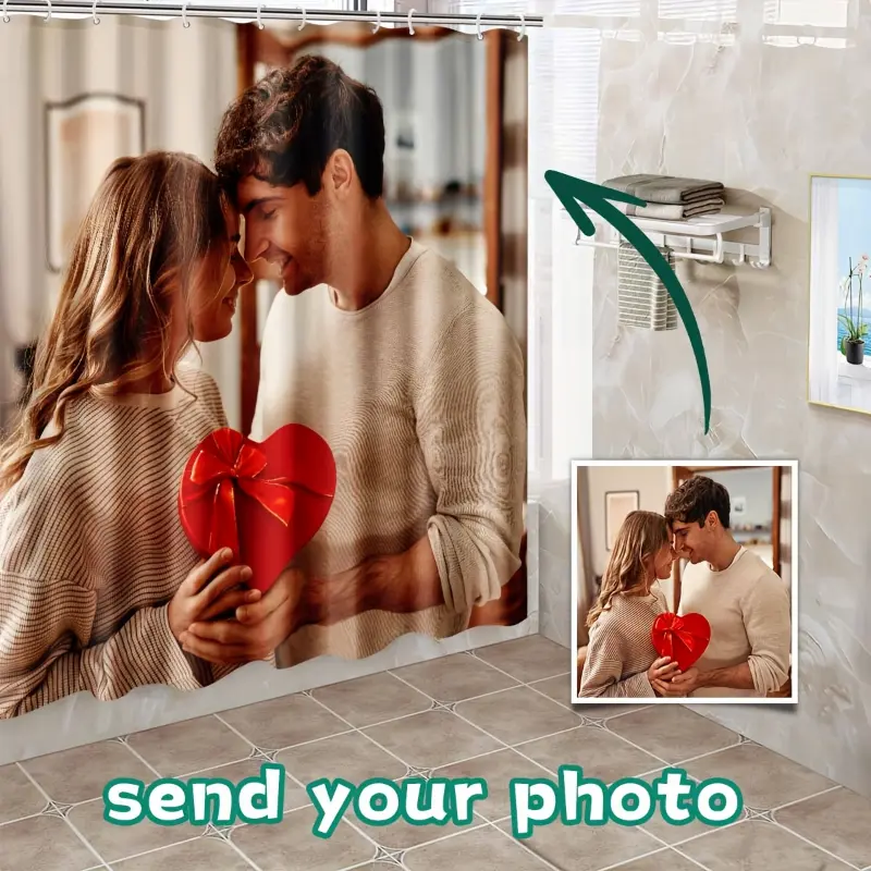Custom Photo Personalized Shower Curtain with Your Own Design - Machine Washable Polyester Fabric, Includes Hooks, Ideal for Home & Bathroom Decor, Curtains for Bathroom