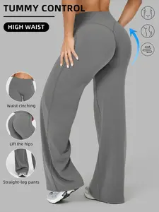 Women's High Waisted Butt Lifting Quick-Dry Tight Flare Pants, Gym Sports & Daily Wear, Accentuate Hip Curve, All Seasons New Style, Solid Flare Leggings