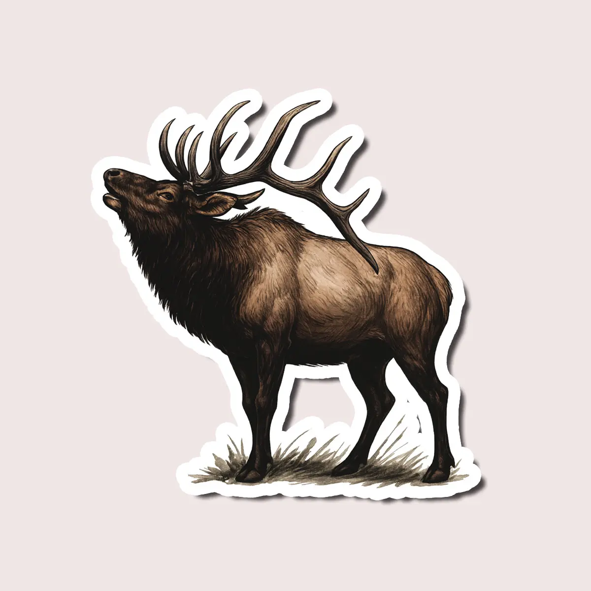 Bull Elk Sticker, Bugling Elk Vinyl Decal for Hunters, Rustic Wildlife Art, Waterproof, Truck or Laptop Decor