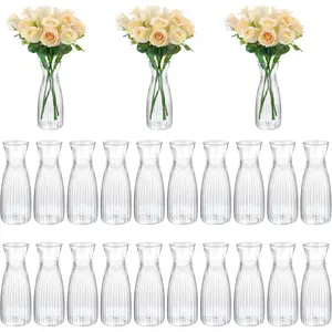 24 Pcs Plastic Bud Vases Bulk Small Clear Container for Flowers Height Shatterproof Bud Vases for Centerpieces Wedding Decorations Home Banquet Formal Dinners Party Table Decor, 6.7 Inch