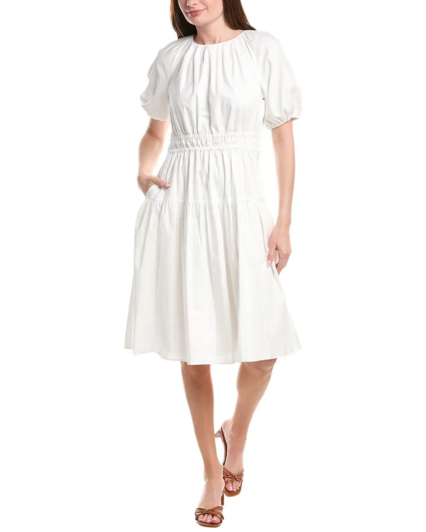Brooks Brothers Poplin Smocked Puff Sleeve Dress
