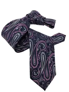 DMITRY 7-Fold Navy/Purple Paisley Italian Silk Tie