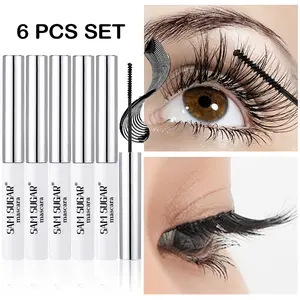 6 PCS SET 24-Hour Long-Lasting Squalane Waterproof Mascara with Spiral Brush - Easy Application, Lengthening & Volumizing, Suitable for All Skin Types, (Feather-Light, Smudge-Proof for Concert/Party/Daily, The gifts for Halloween and Christmas)