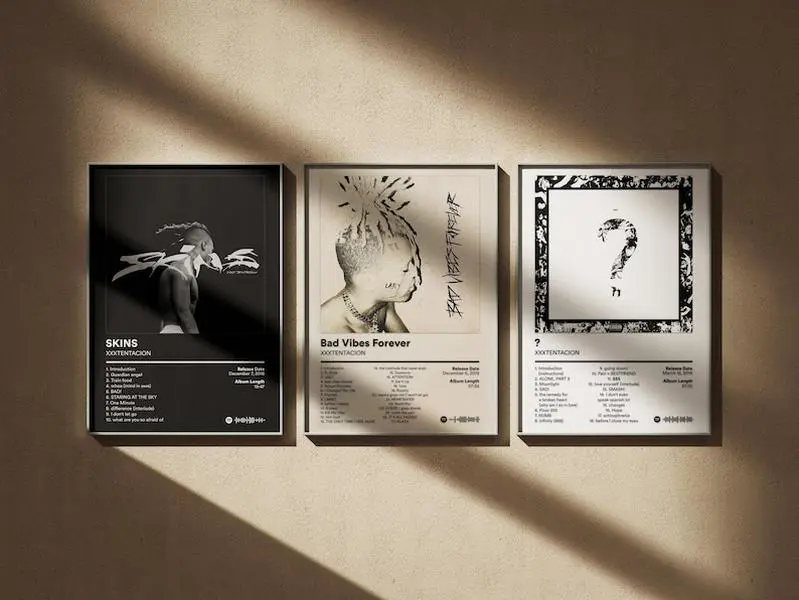 XXXTENTACION Poster 3 Pack - Minimal Digital Art Prints - Album Cover Wall Decor Set Frames Glossy